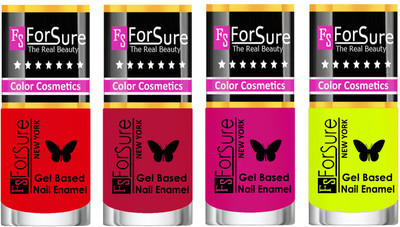 

Forsure Fast Dry and Chip Resistant Nail Polish Red, Dusky Red, Purple, Yellow(Pack of 4)