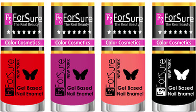 

Forsure Fast Dry and Chip Resistant Nail Polish Red, Mauve, peach, Black(Pack of 4)