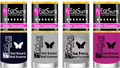 

Forsure Fast Dry and Chip Resistant Nail Polish Blue, Silver, Dusky Red, Mauve(Pack of 4)