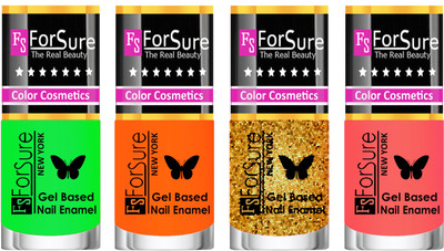 

Forsure Fast Dry and Chip Resistant Nail Polish Green, Orange, Golden, Nude(Pack of 4)