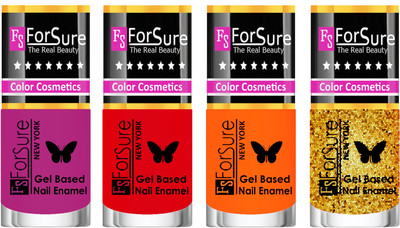 

Forsure Fast Dry and Chip Resistant Nail Polish Mauve, Red, Orange, Golden(Pack of 4)
