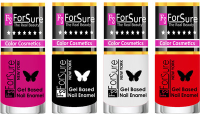 

Forsure Fast Dry and Chip Resistant Nail Polish Purple, Black, White, Red(Pack of 4)