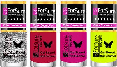 

Forsure Fast Dry and Chip Resistant Nail Polish Silver Glitter, Dusky Red, Purple, Yellow(Pack of 4)