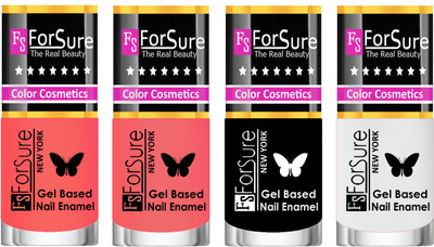 

Forsure Fast Dry and Chip Resistant Nail Polish Nude, Peach, Black, White(Pack of 4)