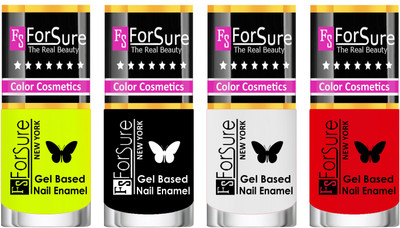 

Forsure Fast Dry and Chip Resistant Nail Polish Yellow, Black, White, Red(Pack of 4)
