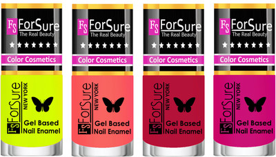 

Forsure Fast Dry and Chip Resistant Nail Polish Yellow,Nude, Dusky Red, Purple(Pack of 4)