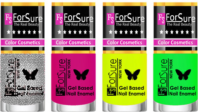 

Forsure Fast Dry and Chip Resistant Nail Polish Silver Glitter, Purple, Yellow, Green(Pack of 4)