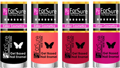 

Forsure Fast Dry and Chip Resistant Nail Polish Black, Nude, Dusky Red, Purple(Pack of 4)