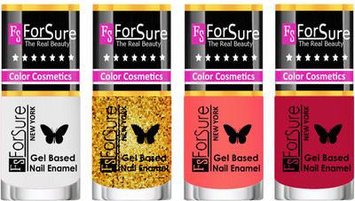 

Forsure Fast Dry and Chip Resistant Nail Polish White, Golden, Nude, Dusky Red(Pack of 4)