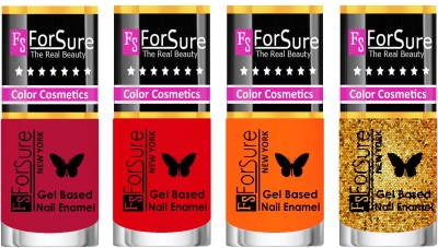 

Forsure Fast Dry and Chip Resistant Nail Polish Dusky Red, Red, Orange, Golden(Pack of 4)