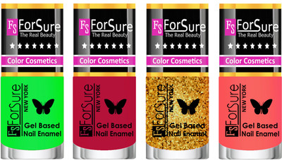 

Forsure Fast Dry and Chip Resistant Nail Polish Green, Golden, Nude, Dusky Red(Pack of 4)