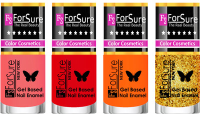 

Forsure Fast Dry and Chip Resistant Nail Polish Peach, Red, Orange,Golden(Pack of 4)