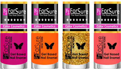 

Forsure Fast Dry and Chip Resistant Nail Polish Purple, Orange, Golden, Nude(Pack of 4)
