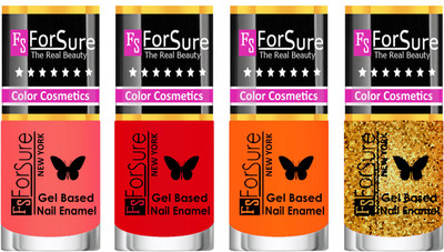

Forsure Fast Dry and Chip Resistant Nail Polish Nude, Red, Orange, Golden(Pack of 4)