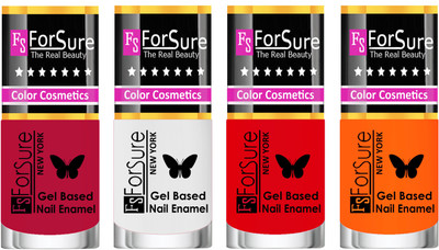 

Forsure Fast Dry and Chip Resistant Nail Polish Dusky Red, White, Red, Orange(Pack of 4)