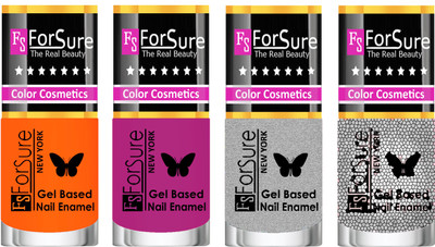 

Forsure Fast Dry and Chip Resistant Nail Polish Orange, Silver, Silver Glitter, Mauve(Pack of 4)
