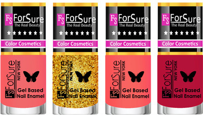 

Forsure Fast Dry and Chip Resistant Nail Polish Peach, Golden, Nude, Dusky Red(Pack of 4)