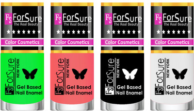 

Forsure Fast Dry and Chip Resistant Nail Polish Green, Peach, Black, White(Pack of 4)