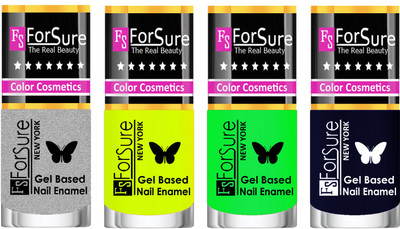 

Forsure Fast Dry and Chip Resistant Nail Polish Silver, Yellow, Green, Blue(Pack of 4)