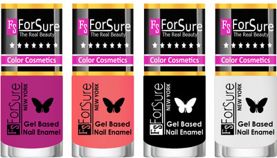 

Forsure Fast Dry and Chip Resistant Nail Polish Mauve, Peach, Black, White(Pack of 4)