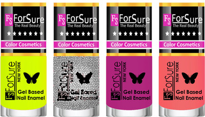 

Forsure Fast Dry and Chip Resistant Nail Polish Yellow, Silver Glitter, Mauve, Peach(Pack of 4)