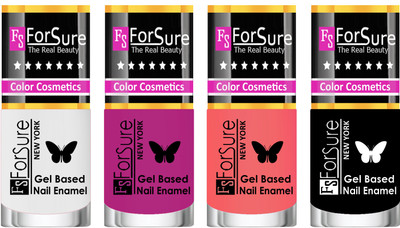 

Forsure Fast Dry and Chip Resistant Nail Polish White,Mauve, Peach, black(Pack of 4)