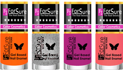 

Forsure Fast Dry and Chip Resistant Nail Polish Orange, Silver Glitter, Mauve, Peach(Pack of 4)