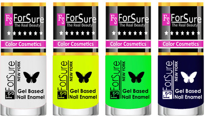 

Forsure Fast Dry and Chip Resistant Nail Polish White, Yellow, Green, Blue(Pack of 4)