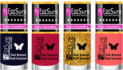 

Forsure Fast Dry and Chip Resistant Nail Polish Blue, Golden, Nude, Dusky Red(Pack of 4)