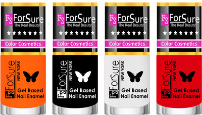 

Forsure Fast Dry and Chip Resistant Nail Polish Orange, Black, White, Red(Pack of 4)