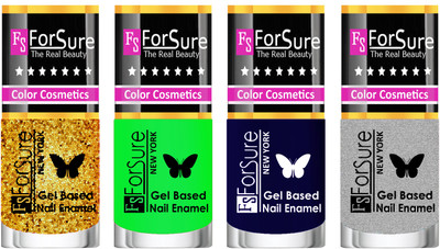 

Forsure Fast Dry and Chip Resistant Nail Polish Golden, Green, Blue, Silver(Pack of 4)