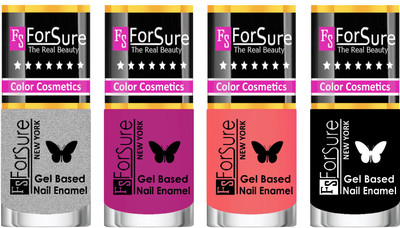 

Forsure Fast Dry and Chip Resistant Nail Polish Silver, Mauve, Peach, Black(Pack of 4)