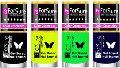 

Forsure Fast Dry and Chip Resistant Nail Polish Black, Yellow, Green, Blue(Pack of 4)