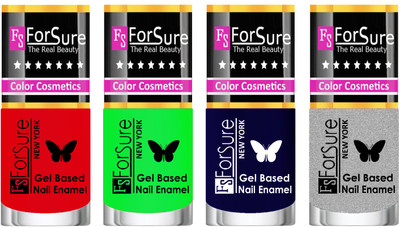 

Forsure Fast Dry and Chip Resistant Nail Polish Red, Green, Blue, Silver(Pack of 4)