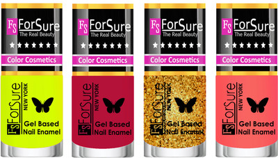 

Forsure Fast Dry and Chip Resistant Nail Polish Yellow, Golden, Nude, Dusky Red(Pack of 4)
