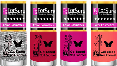 

Forsure Fast Dry and Chip Resistant Nail Polish Silver Glitter, Dusky Red, Purple, Nude(Pack of 4)