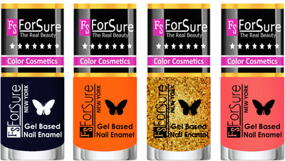 

Forsure Fast Dry and Chip Resistant Nail Polish Blue, Orange, Golden, Nude(Pack of 4)