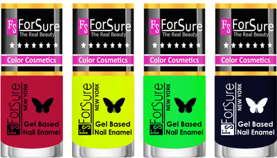 

Forsure Fast Dry and Chip Resistant Nail Polish Dusky Red, Yellow, Green, Blue(Pack of 4)