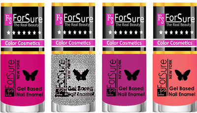 

Forsure Fast Dry and Chip Resistant Nail Polish Purple, Silver Glitter, Mauve, Peach(Pack of 4)