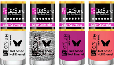 

Forsure Fast Dry and Chip Resistant Nail Polish White, Silver Glitter, Mauve, Peach(Pack of 4)