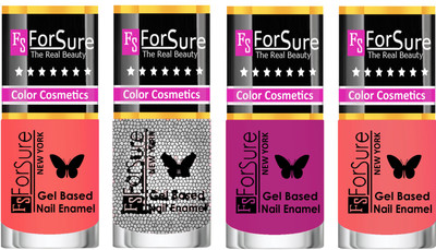 

Forsure Fast Dry and Chip Resistant Nail Polish Nude, Silver Glitter, Mauve, Peach(Pack of 4)
