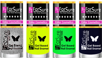 

Forsure Fast Dry and Chip Resistant Nail Polish Silver Glitter, Yellow, Green, Blue(Pack of 4)
