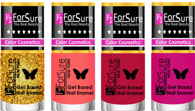 

Forsure Fast Dry and Chip Resistant Nail Polish Golden, Nude, Dusky Red, Purple(Pack of 4)