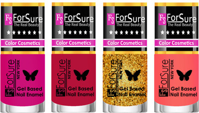 

Forsure Fast Dry and Chip Resistant Nail Polish Purple, Golden, Nude, Dusky Red(Pack of 4)