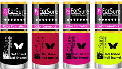 

Forsure Fast Dry and Chip Resistant Nail Polish Black, Dusky Red, Purple,Yellow(Pack of 4)