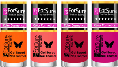 

Forsure Fast Dry and Chip Resistant Nail Polish Orange, Nude, Dusky Red, Purple(Pack of 4)
