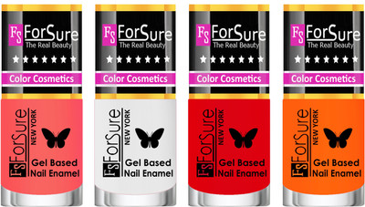 

Forsure Fast Dry and Chip Resistant Nail Polish Nude, White, Red, Orange(Pack of 4)