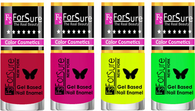 

Forsure Fast Dry and Chip Resistant Nail Polish Dusky Red, Purple, Yellow, Green(Pack of 4)