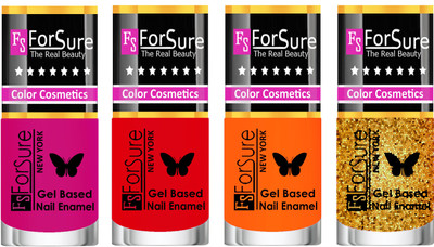 

Forsure Fast Dry and Chip Resistant Nail Polish Purple, Red, Orange, Golden(Pack of 4)
