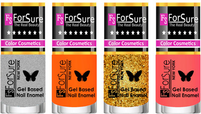 

Forsure Fast Dry and Chip Resistant Nail Polish Silver, Orange, Golden, Nude(Pack of 4)